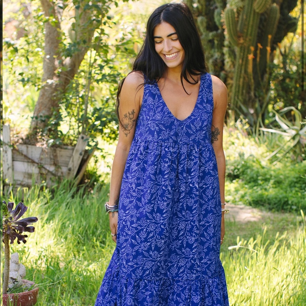 Rachel Pally Cotton Amelia Dress in Indigo flower print